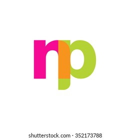 lowercase np logo, pink green overlap transparent logo, modern lifestyle logo