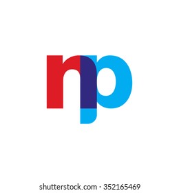 lowercase np logo, red blue overlap transparent logo