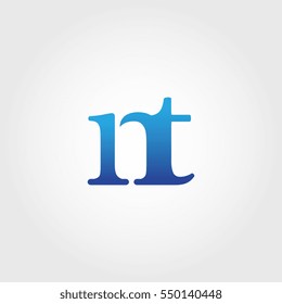 Lowercase nt Logotype. Blue Letter Logo. Letter Abbreviations. Vector Template Element.