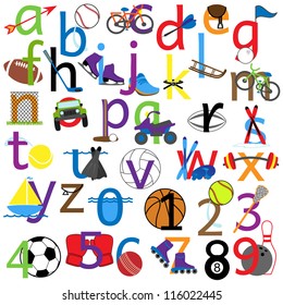 Lowercase and Numbers Sports Alphabet (Uppercase in Portfolio)