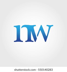 Lowercase nw Logotype. Blue Letter Logo. Letter Abbreviations. Vector Template Element.
