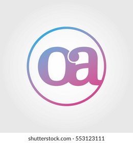 Lowercase oa Ring Circle Logotype. Pink and Blue Gradient Logo Letter. Sign Abbreviations. Vector Template Element
