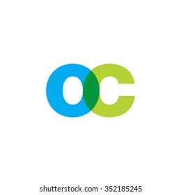 lowercase oc logo, blue green overlap transparent logo