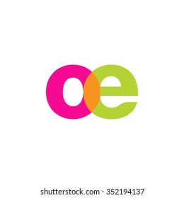 lowercase oe logo, pink green overlap transparent logo, modern lifestyle logo