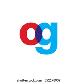 lowercase og logo, red blue overlap transparent logo