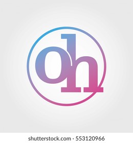 Lowercase oh Ring Circle Logotype. Pink and Blue Gradient Logo Letter. Sign Abbreviations. Vector Template Element
