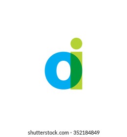 lowercase oi logo, blue green overlap transparent logo