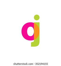 lowercase oj logo, pink green overlap transparent logo, modern lifestyle logo