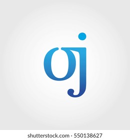 Lowercase oj Logotype. Blue Letter Logo. Letter Abbreviations. Vector Template Element.