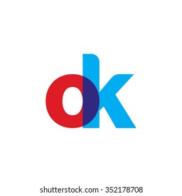 lowercase ok logo, red blue overlap transparent logo