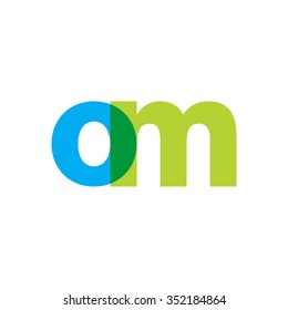 lowercase om logo, blue green overlap transparent logo