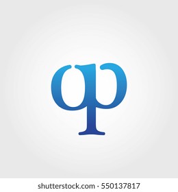Lowercase op Logotype. Blue Letter Logo. Letter Abbreviations. Vector Template Element.
