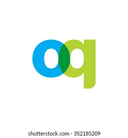 lowercase oq logo, blue green overlap transparent logo
