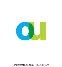 lowercase ou logo, blue green overlap transparent logo