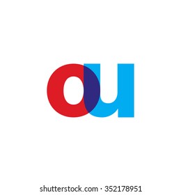 lowercase ou logo, red blue overlap transparent logo