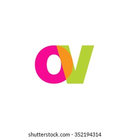 lowercase ov logo, pink green overlap transparent logo, modern lifestyle logo