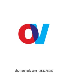 lowercase ov logo, red blue overlap transparent logo