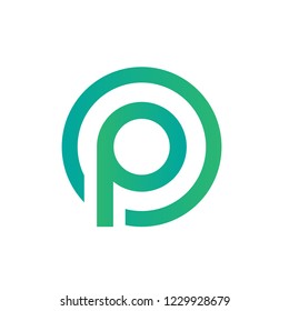 Lowercase P Letter Line Art Circle Logo