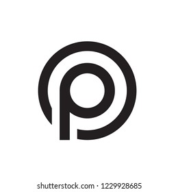 Lowercase P Letter Line Art Circle Logo