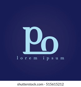 lowercase p and o vector logo. po initial design template for download