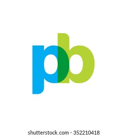 lowercase pb logo, blue green overlap transparent logo