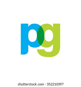 lowercase pg logo, blue green overlap transparent logo