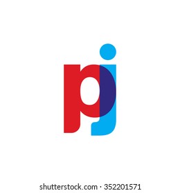 lowercase pj logo, red blue overlap transparent logo