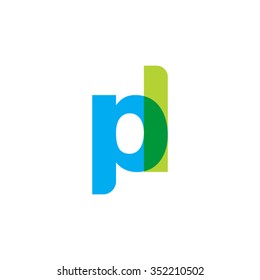 lowercase pl logo, blue green overlap transparent logo