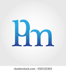Lowercase pm Logotype. Blue Letter Logo. Letter Abbreviations. Vector Template Element.