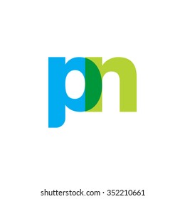 lowercase pn logo, blue green overlap transparent logo