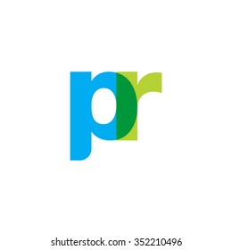 lowercase pr logo, blue green overlap transparent logo