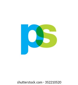 lowercase ps logo, blue green overlap transparent logo