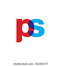 lowercase ps logo, red blue overlap transparent logo