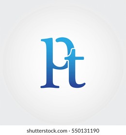 Lowercase pt Logotype. Blue Letter Logo. Letter Abbreviations. Vector Template Element.