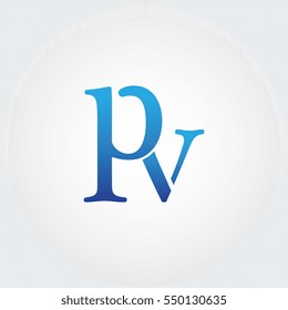 Lowercase pv Logotype. Blue Letter Logo. Letter Abbreviations. Vector Template Element.