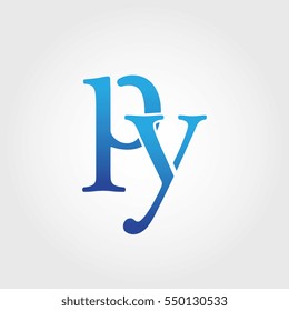 Lowercase py Logotype. Blue Letter Logo. Letter Abbreviations. Vector Template Element.