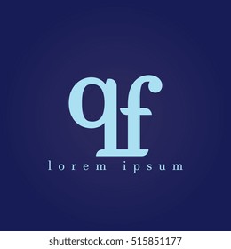 lowercase q and f vector logo. qf initial design template for download