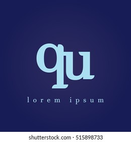 lowercase q and u vector logo. qu initial design template for download