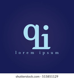 lowercase q and i vector logo. qi initial design template for download