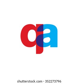 lowercase qa logo, red blue overlap transparent logo
