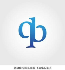 Lowercase qb Logotype. Blue Letter Logo. Letter Abbreviations. Vector Template Element.