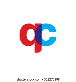 lowercase qc logo, red blue overlap transparent logo