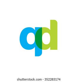 lowercase qd logo, blue green overlap transparent logo