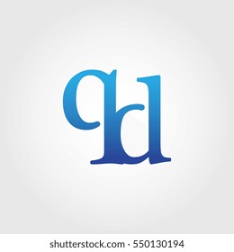 Lowercase qd Logotype. Blue Letter Logo. Letter Abbreviations. Vector Template Element.