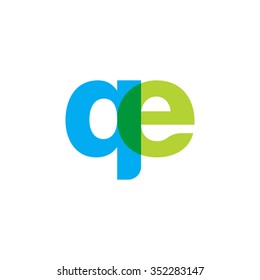 lowercase qe logo, blue green overlap transparent logo