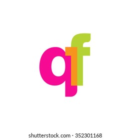 lowercase qf logo, pink green overlap transparent logo, modern lifestyle logo