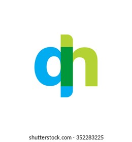 lowercase qh logo, blue green overlap transparent logo