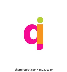 lowercase qi logo, pink green overlap transparent logo, modern lifestyle logo