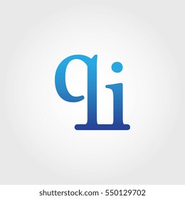 Lowercase qi Logotype. Blue Letter Logo. Letter Abbreviations. Vector Template Element.