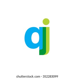 lowercase qj logo, blue green overlap transparent logo